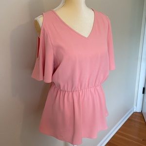 Ann Taylor cold shoulder tie waist blouse, size small